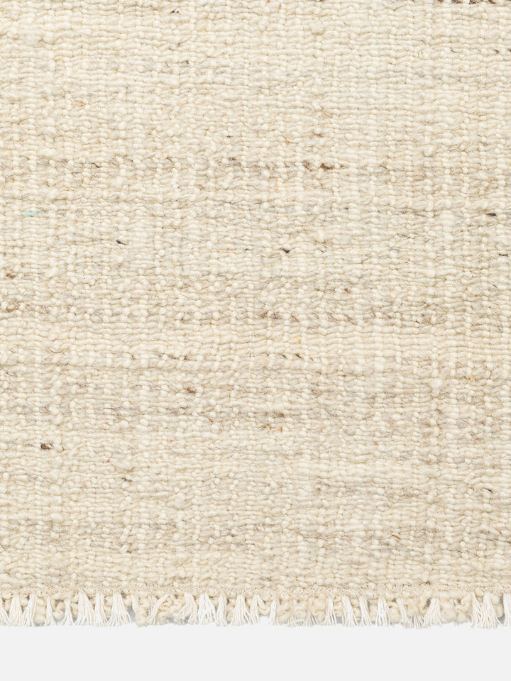Oasis %100 Yün El Emeği ile Üretilen Kilim IVORY saçak detayı