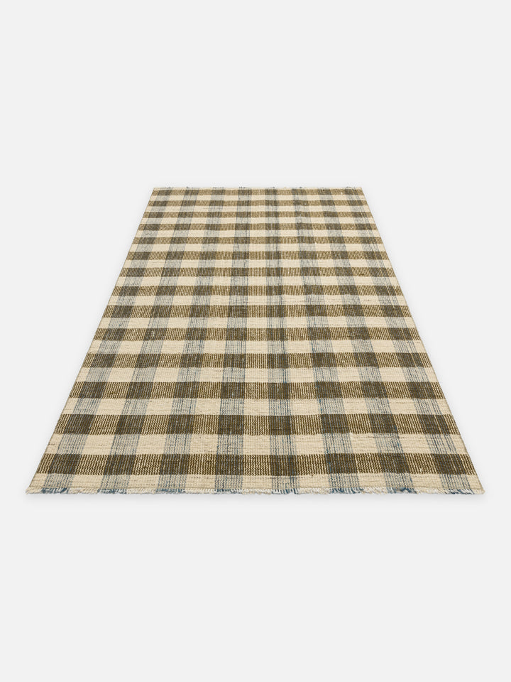 Oasis %100 Yün El Emeği ile Üretilen Kilim OLIVE CHECK açılı görünüm
