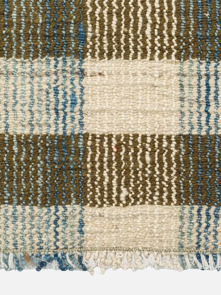 Oasis %100 Yün El Emeği ile Üretilen Kilim OLIVE CHECK saçak detayı