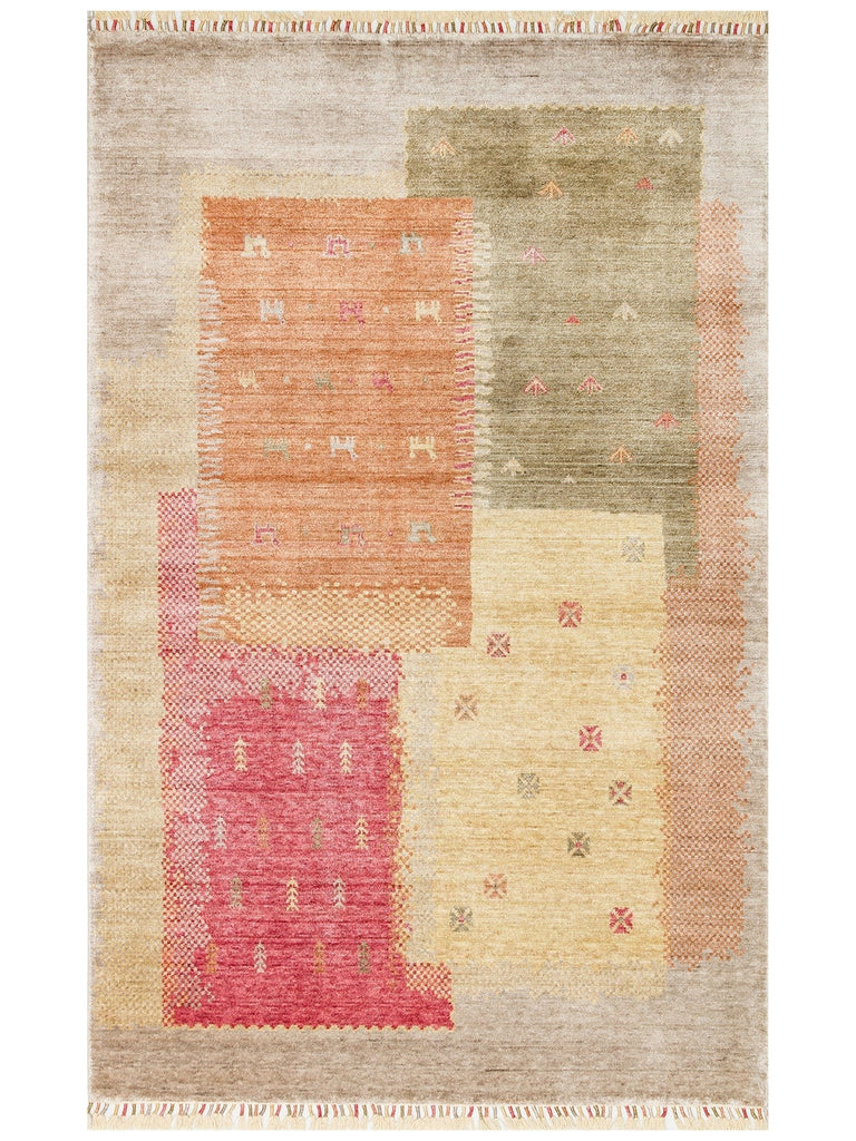 Oushak Carnaval 100% Natural Easy to Clean Handmade TENCEL™ Modern Uşak Carpet 07 BEIGE AUTUMN