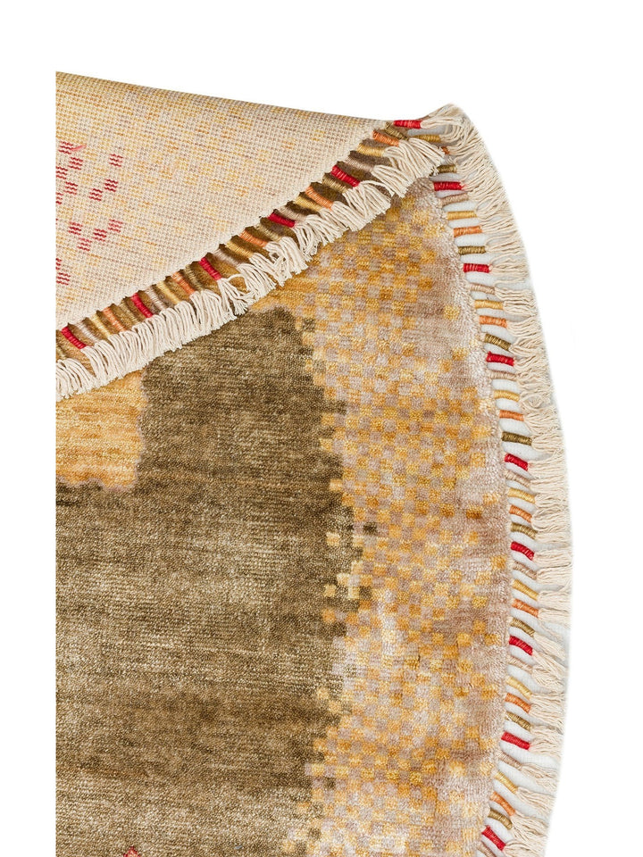 Oushak Carnaval %100 natürlich, leicht zu reinigen, handgefertigt, TENCEL™ moderner Uşak-Teppich 07 BEIGE AUTUMN Q