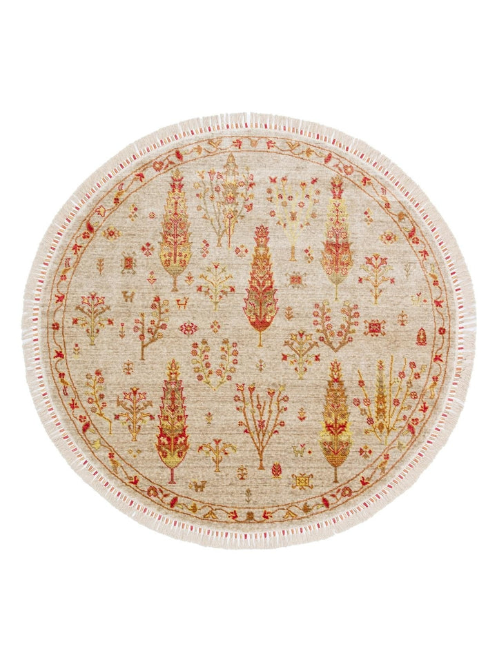 Oushak Carnaval %100 Naturel Kolay Temizlenir El Emeğiyle Üretilen TENCEL™ Modern Uşak Halısı 08 BEIGE AUTUMN Q - Carpetdocia