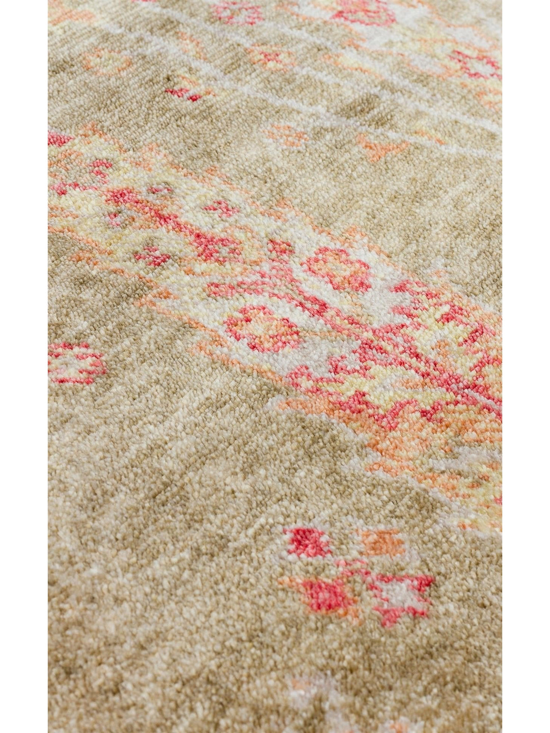 Oushak Carnaval Tapis Uşak Moderne TENCEL™ 100 % Naturel, Facile à Nettoyer, Fait Main 08 GREEN AUTUMN Q  
