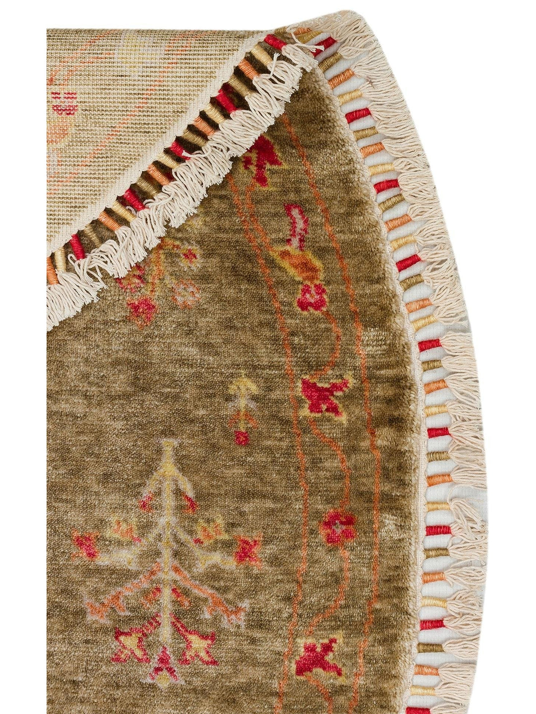 Oushak Carnaval Tapis Uşak Moderne TENCEL™ 100 % Naturel, Facile à Nettoyer, Fait Main 08 GREEN AUTUMN Q  