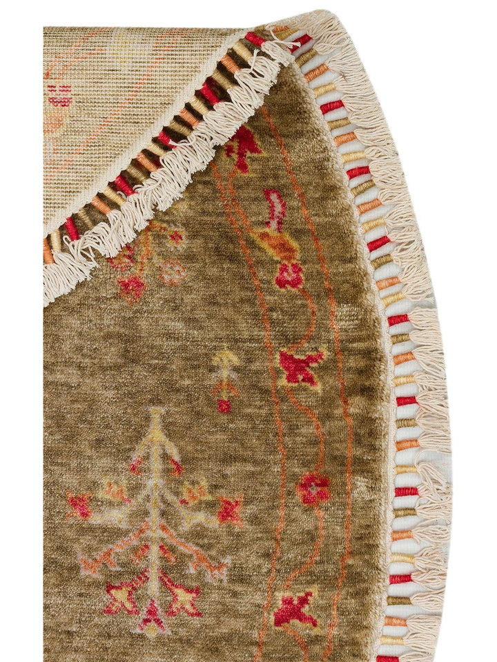 Oushak Carnaval Tapis Uşak Moderne TENCEL™ 100 % Naturel, Facile à Nettoyer, Fait Main 08 GREEN AUTUMN Q  