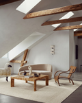 Tappeto da salotto, soggiorno e camera da letto scandinavo della serie Puralana, tessuto a mano in lana naturale al 100% e viscosa IVR