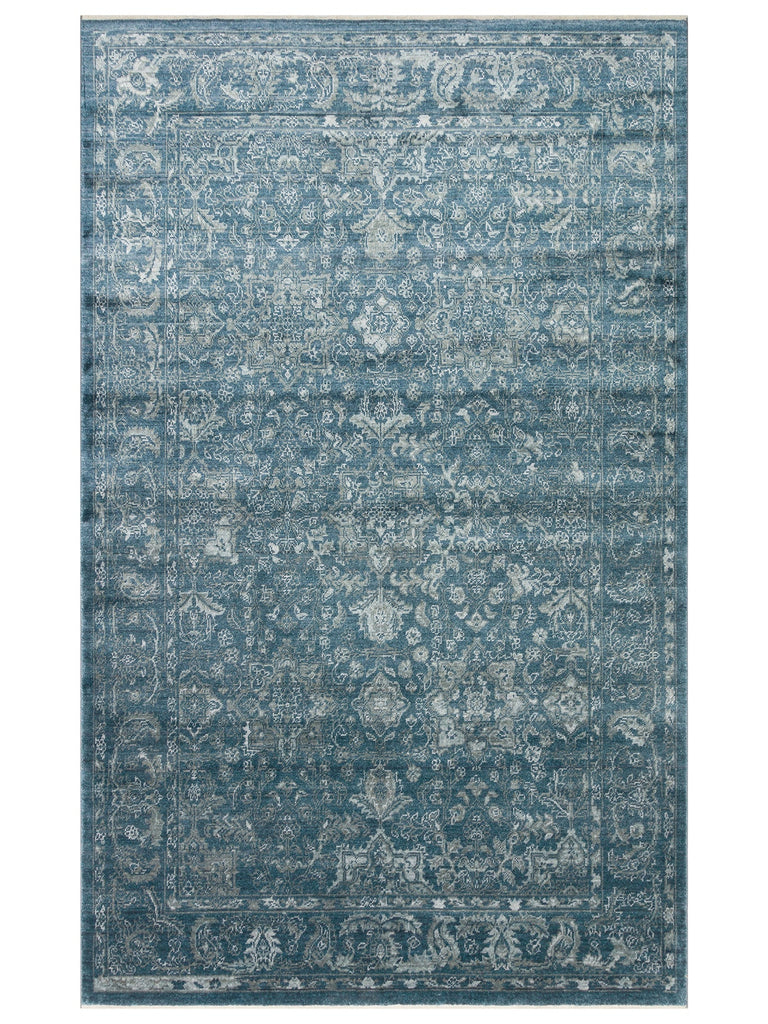 Çırağan 100% Natural Special Shiny Handcrafted Tencel Uşak Carpet Produced on Special Looms 02 NAVY