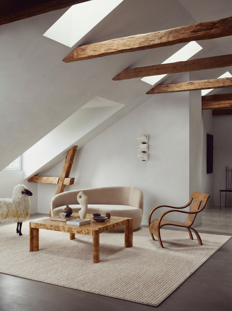 Vienna Series Wool and Cotton Blend Handwoven Rug LIGHT NATURAL