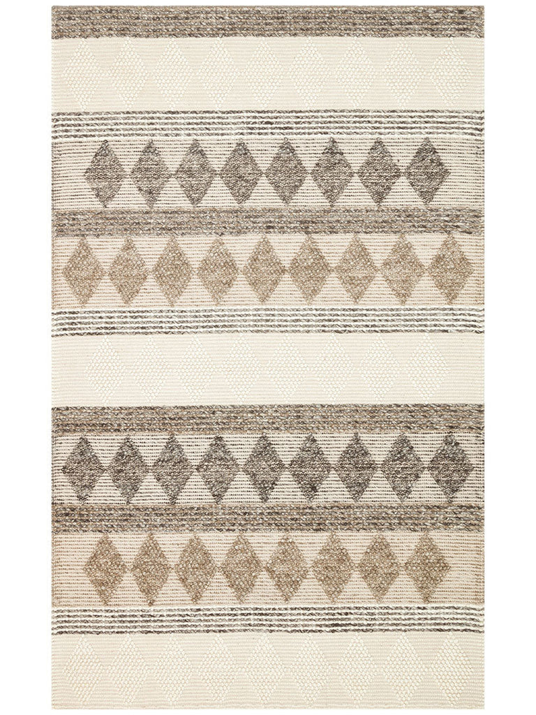Woolstar %100 natürliche Kaschmir gemusterter Wohnzimmer Flur Eingangsbereich handgewebter gestrickter Teppich JD 01 GREY