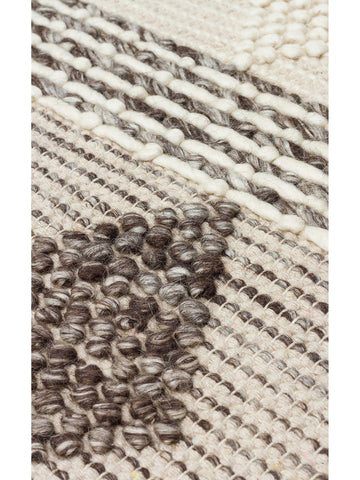 Woolstar %100 Naturel Kazak Desenli Salon Oturma Odası Koridor Antre El Dokuma Örgü Halı JD 01 GREY - Carpetdocia