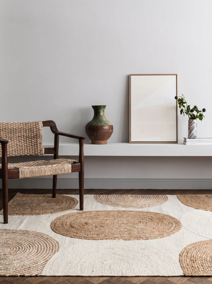 Woolstar %100 Naturaler Kaschmirmuster Wohnzimmer Flur Eingangsbereich Handgewebter Teppich 902NATWHITE